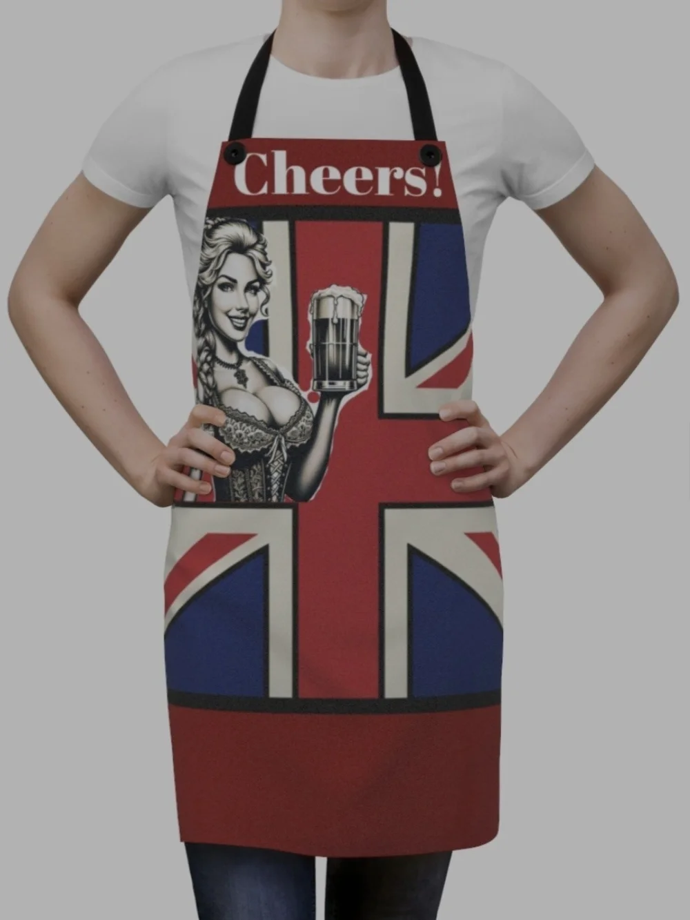 Cheers! A Cheeky Union Jack Brit Inspired  Apron